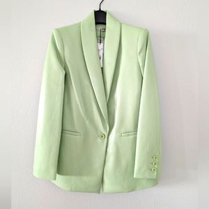 Alice + Olivia DENNY VEGAN LEATHER SHAWL COLLAR BLAZER
